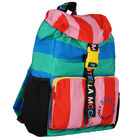 Girls Blue & Green Striped Backpack, 1, hi-res