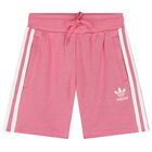 Girls White & Pink Logo Shorts Set, 1, hi-res