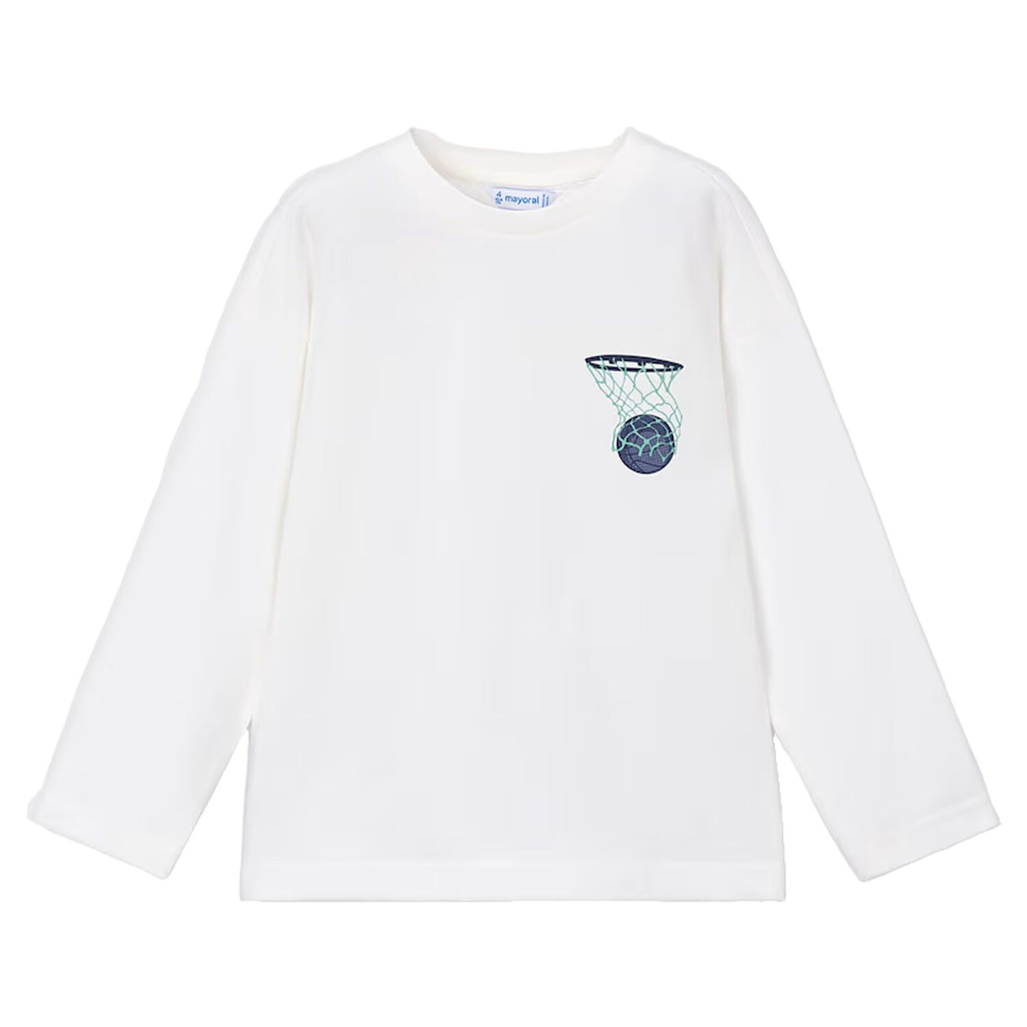 Boys Ivory Basketball Long Sleeve Top, 2, hi-res