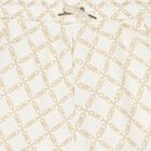 شورت بنات بالشعار باللون العاجي والذهبي, 1, hi-res