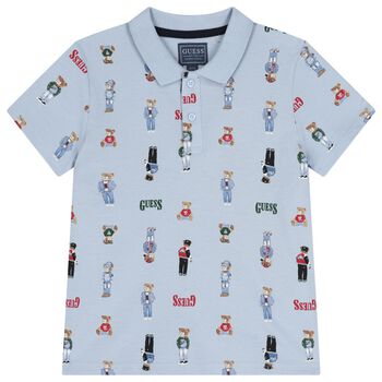 Boys Blue Teddy Bear Logo Polo Shirt