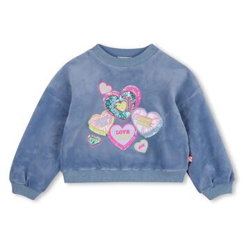 Girls Blue Heart Slogan Sweatshirt