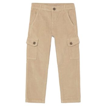 Boys Beige Cargo Trousers