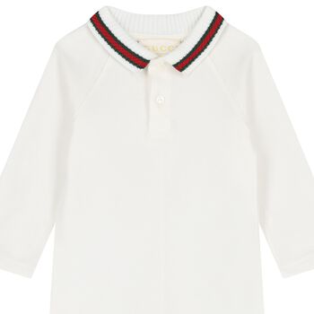 Baby Ivory Web Striped Romper