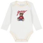 Ivory & White Teddy Bear Logo Baby Bodysuit Set, 3, hi-res