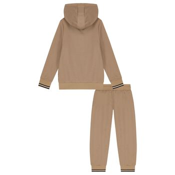 Boys Beige Logo Tracksuit