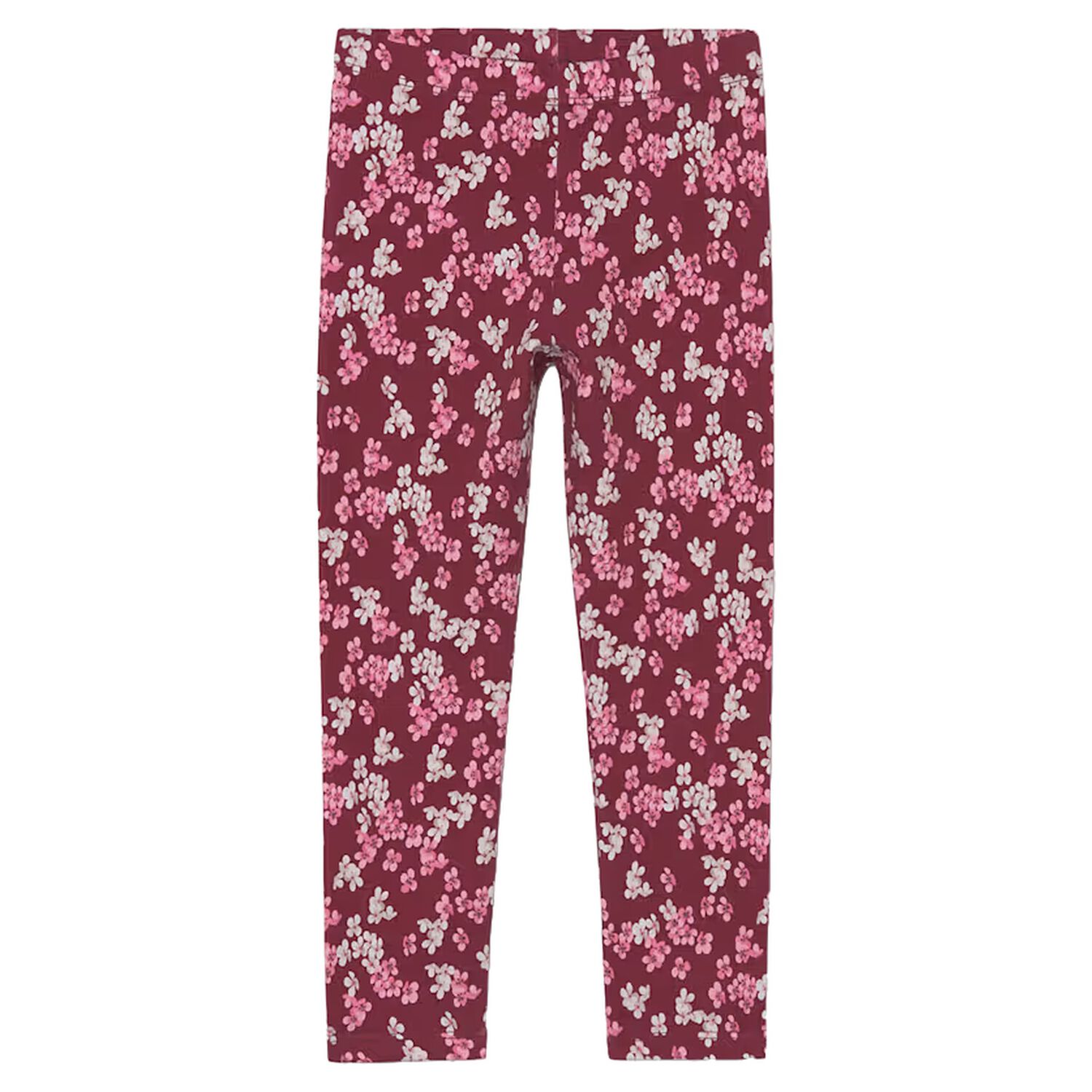 Girls Burgundy Floral Leggings, 2, hi-res