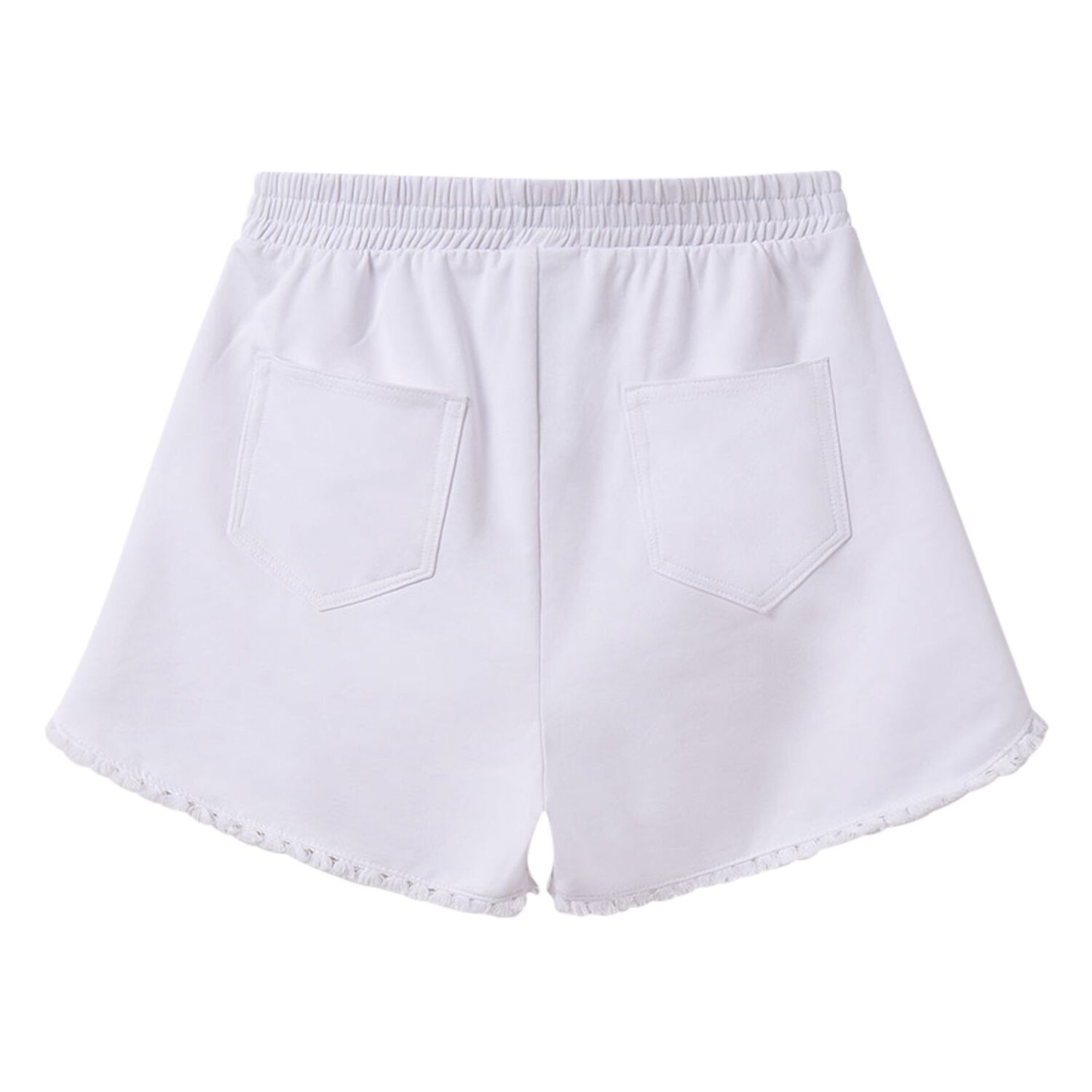 Girls White Fringe Shorts, 1, hi-res image number null