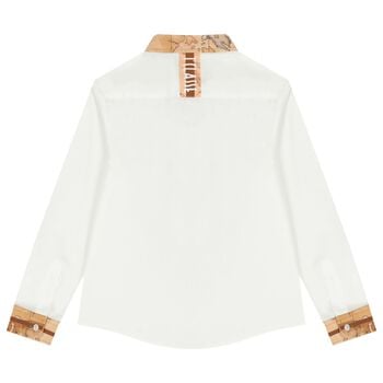 قميص للأولاد مع خريطة جغرافية باللون الأبيض