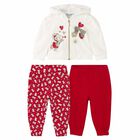 Younger Girls Ivory & Red 3-Piece Tracksuit, 1, hi-res
