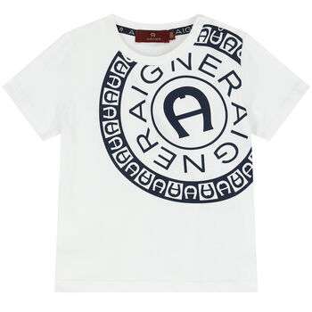 Younger Boys White Logo T-Shirt