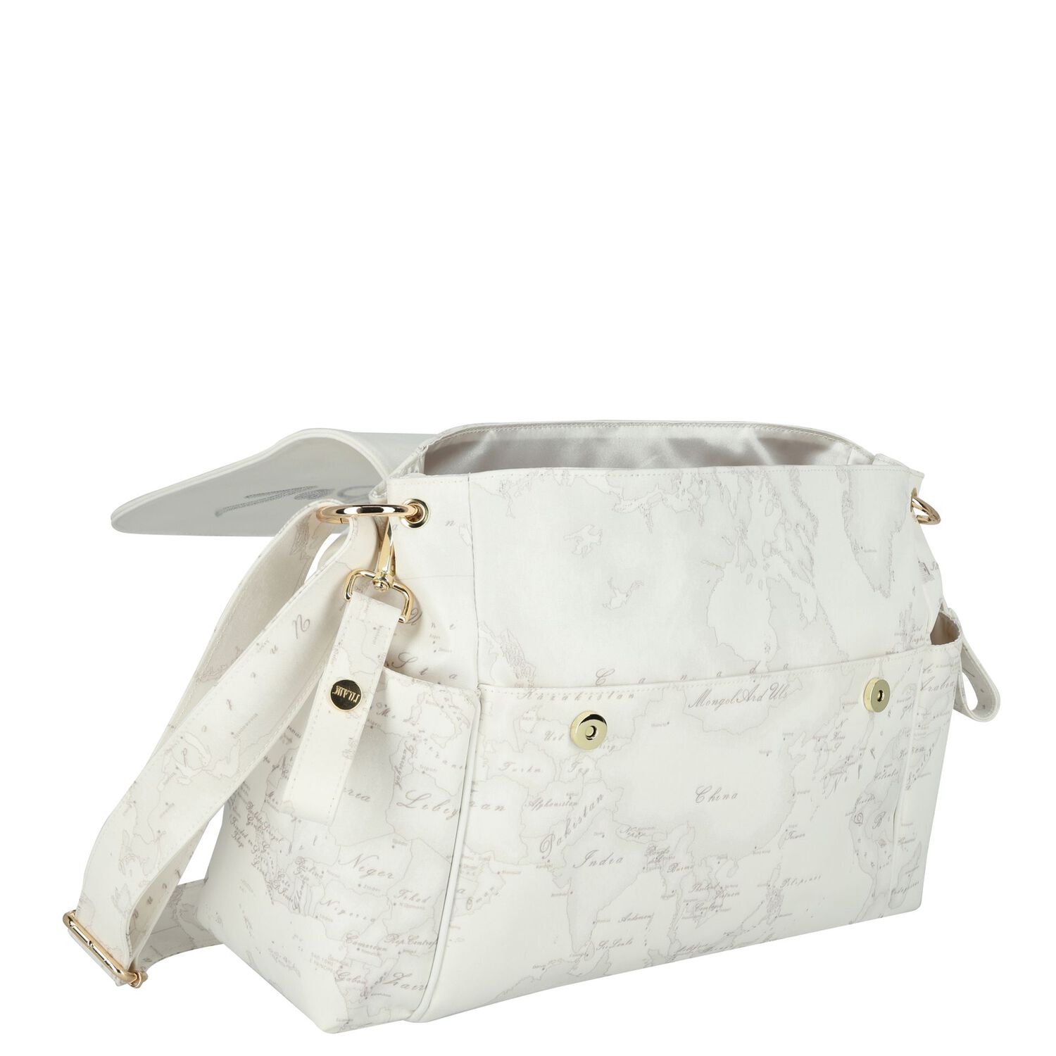Baby Girls Ivory & Beige Geo Map Baby Changing Bag, 1, hi-res