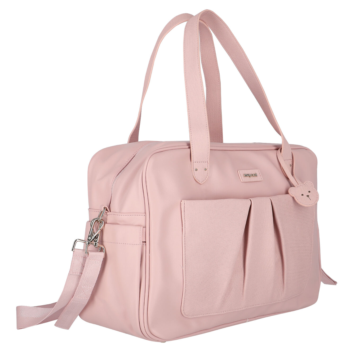 Pink Faux Leather Baby Changing Bag, 2, hi-res