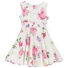 فستان بنات مزين بالزهور باللون الابيض , 3, hi-res