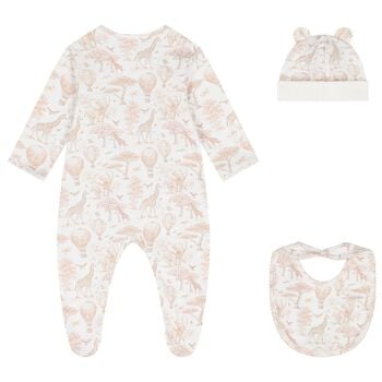 White & Beige Africa Babygrow Gift Set