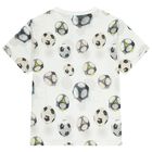 Boys White Multi Football T-Shirt, 2, hi-res