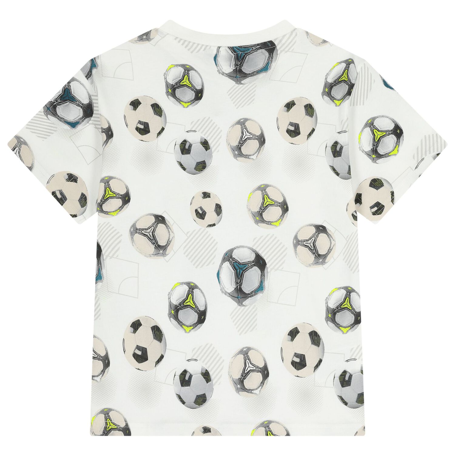 Boys White Multi Football T-Shirt, 2, hi-res