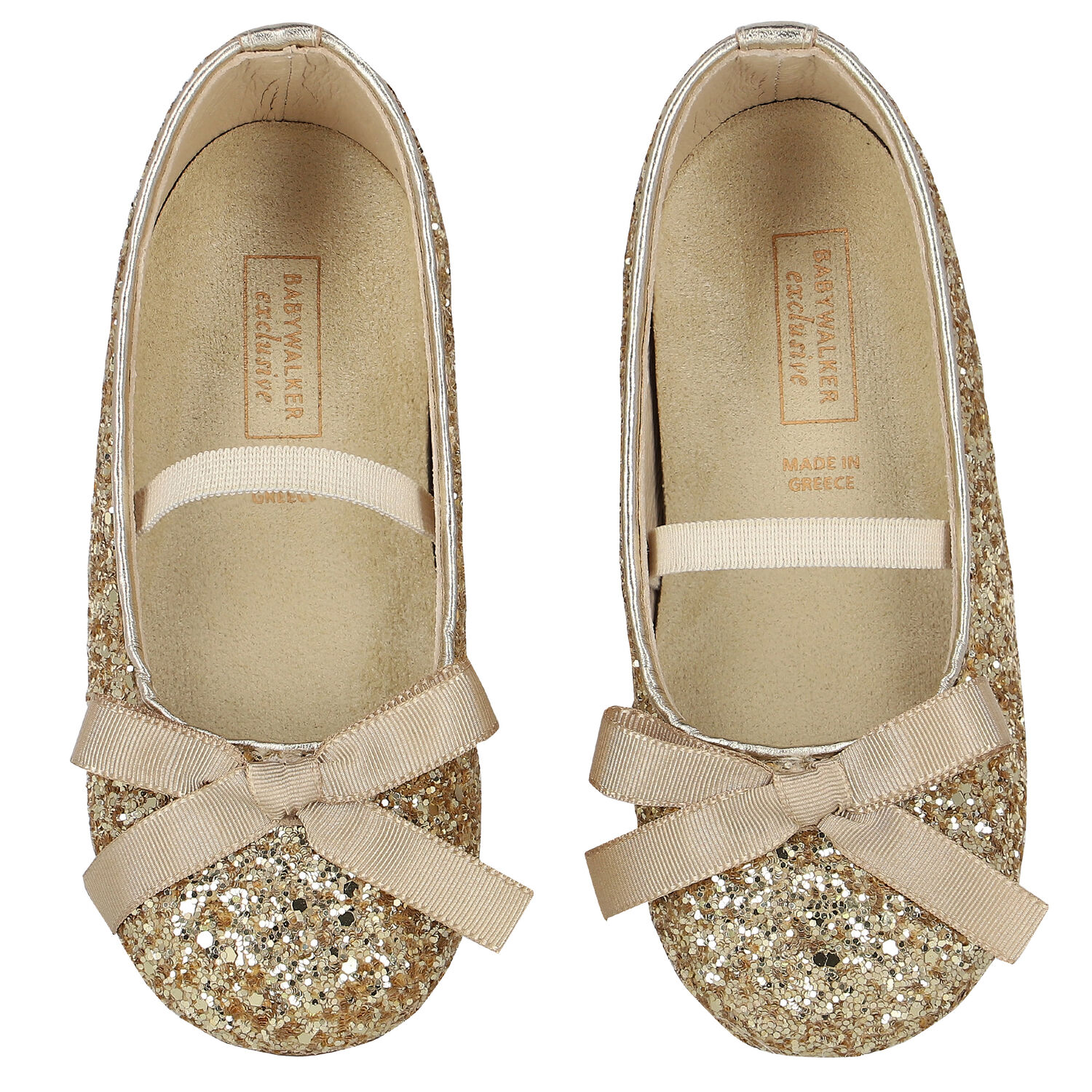 Girls Gold Glitter Bow Shoes, 1, hi-res image number null