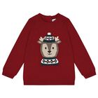 Baby Boys Red Reindeer Knitter Jumper, 1, hi-res