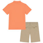 Boys Orange & Beige Shorts Set, 1, hi-res