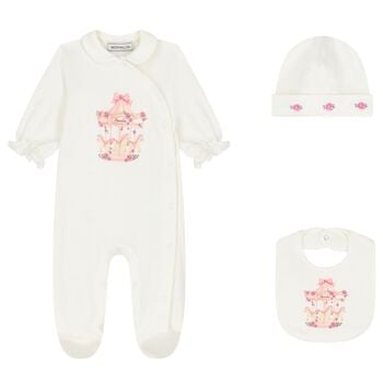Baby Girls Ivory Carousel Babygrow Gift Set