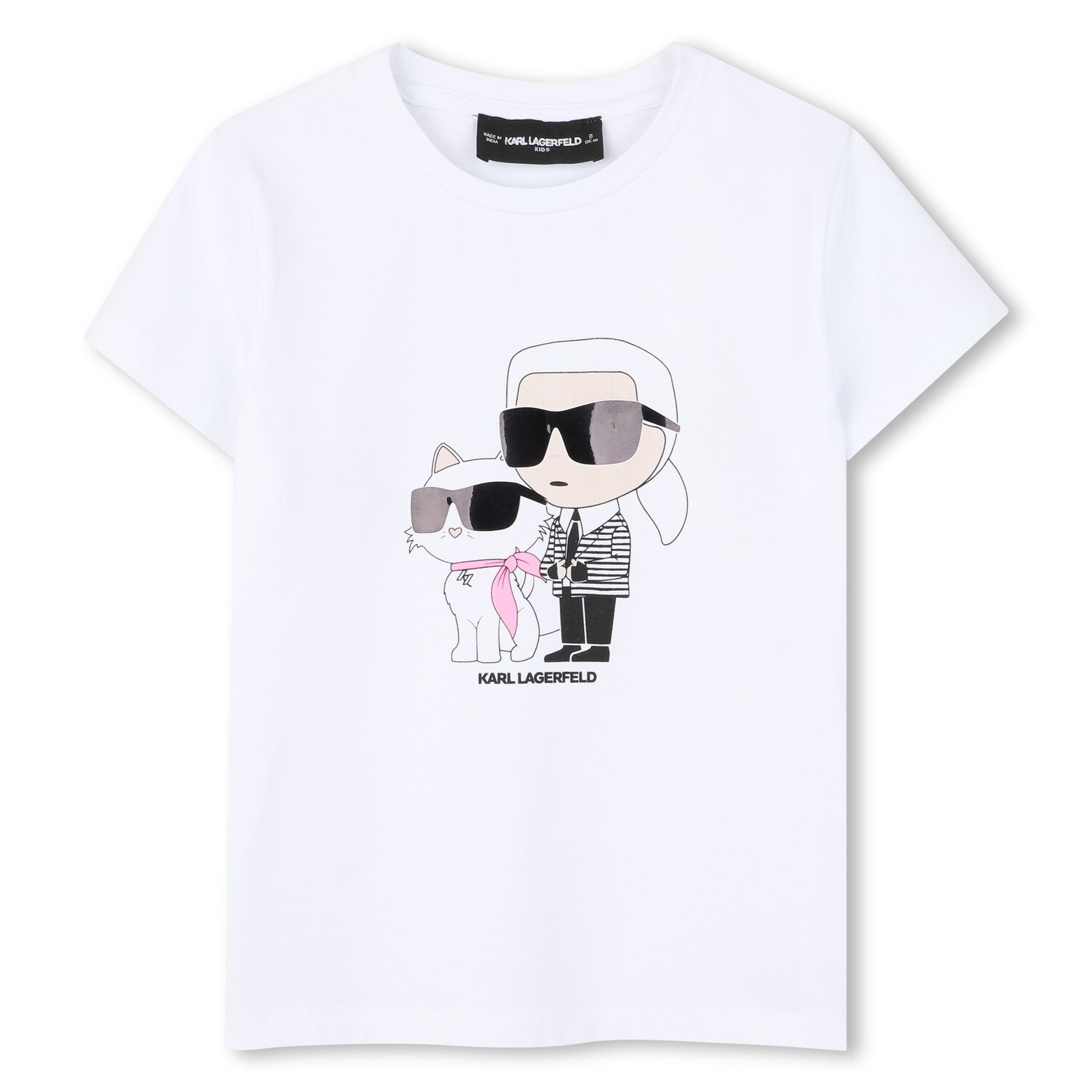 Girls White Ikonik Karl & Choupette T-Shirt, 1, hi-res