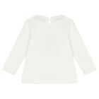 توب بنات بأكمام باللون العاجي, 1, hi-res