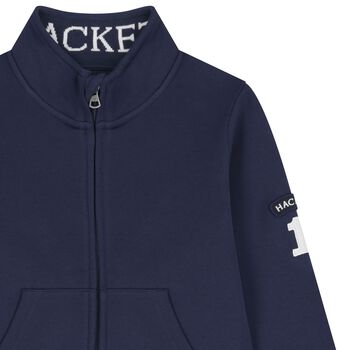 Boys Navy Blue Logo Zip Up Top