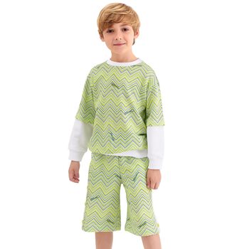 Boys Green Zigzag Shorts