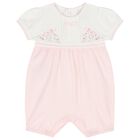 Baby Girls White & Pink Floral Romper, 1, hi-res
