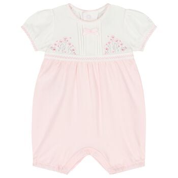 Baby Girls White & Pink Floral Romper