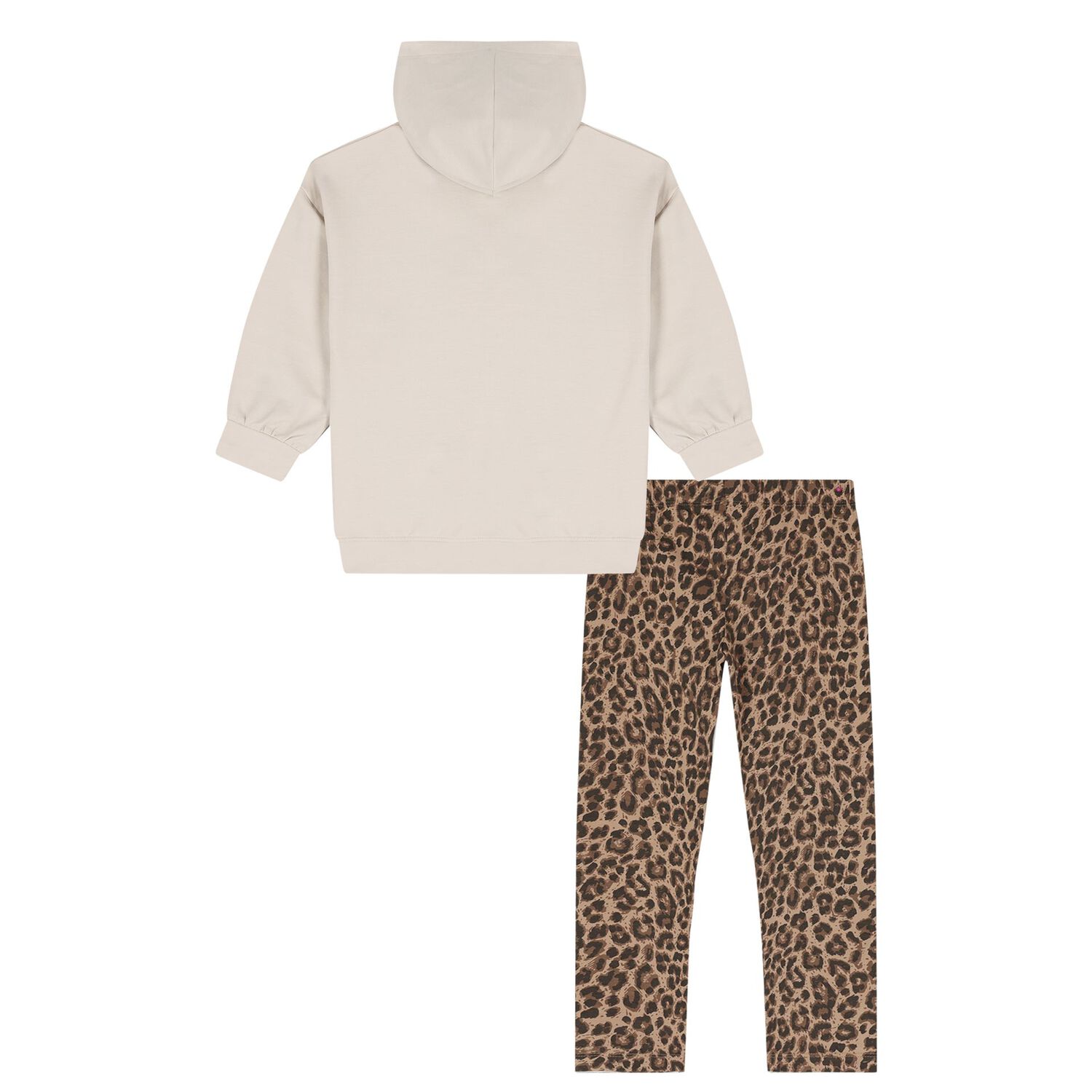 Girls Beige Heart Leggings Set, 1, hi-res