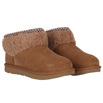 Girls Beige Classic Ultra Mini Suede Boots