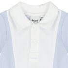 Baby Boys White & Blue Romper, 1, hi-res