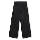 بنطلون جينز أسود بشعار للبنات, 1, hi-res