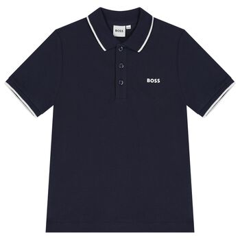 Boys Navy Blue Logo Polo Shirt