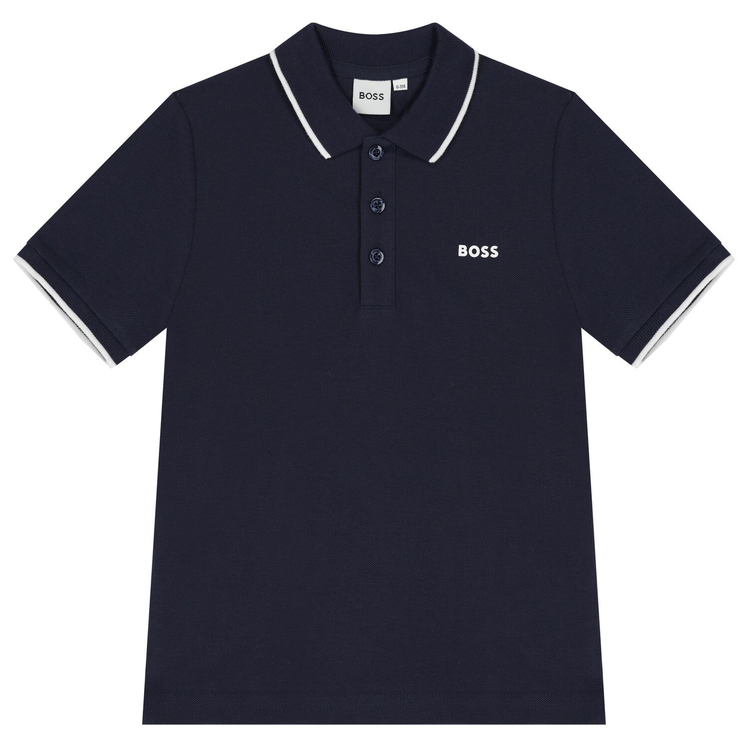 Boys Navy Blue Logo Polo Shirt, 3, hi-res image number null