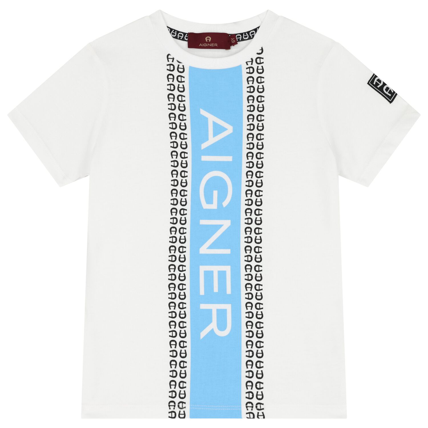 تيشيرت أولاد بالشعار باللون الأبيض والأزرق, 2, hi-res image number null