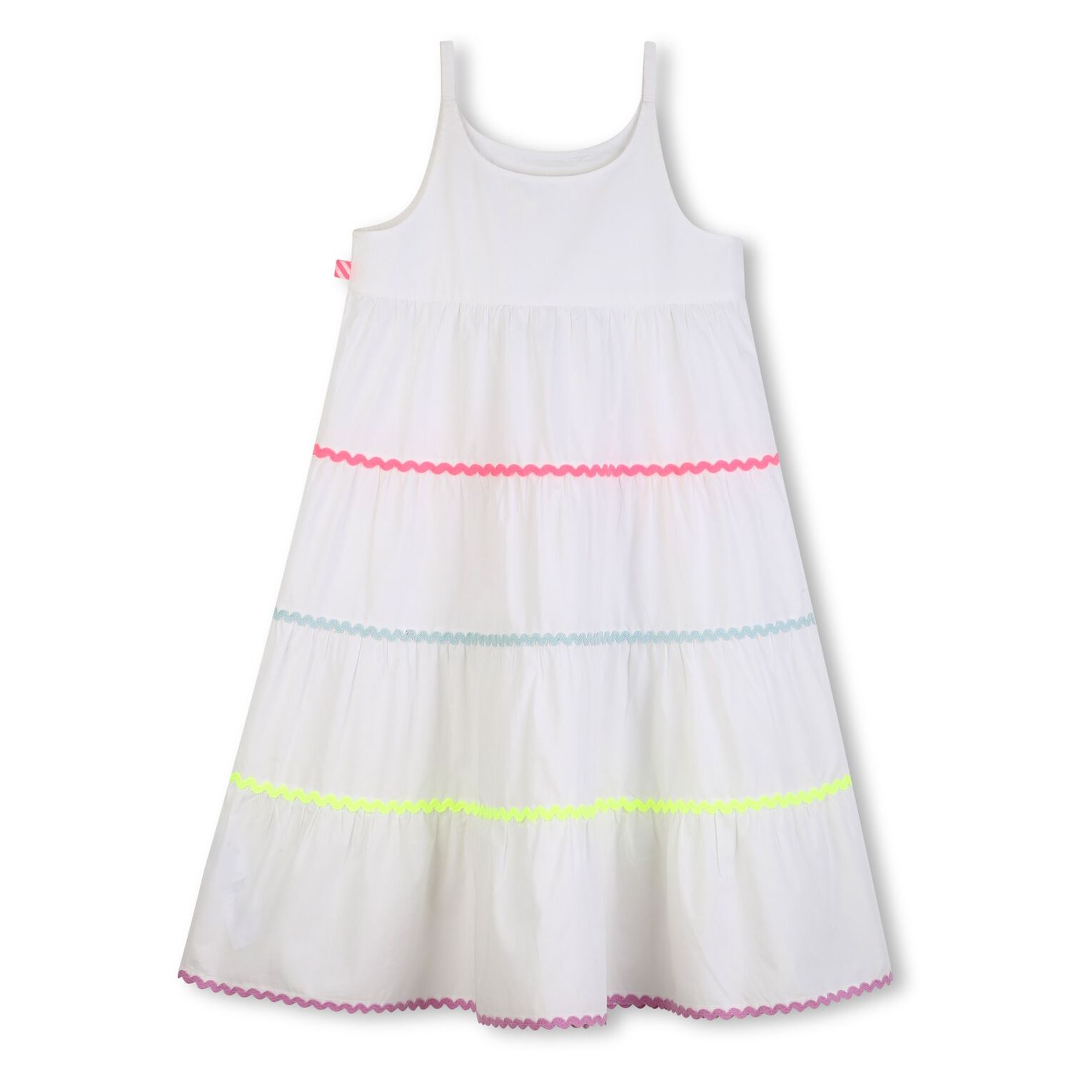 Girls White Tiered Dress, 1, hi-res