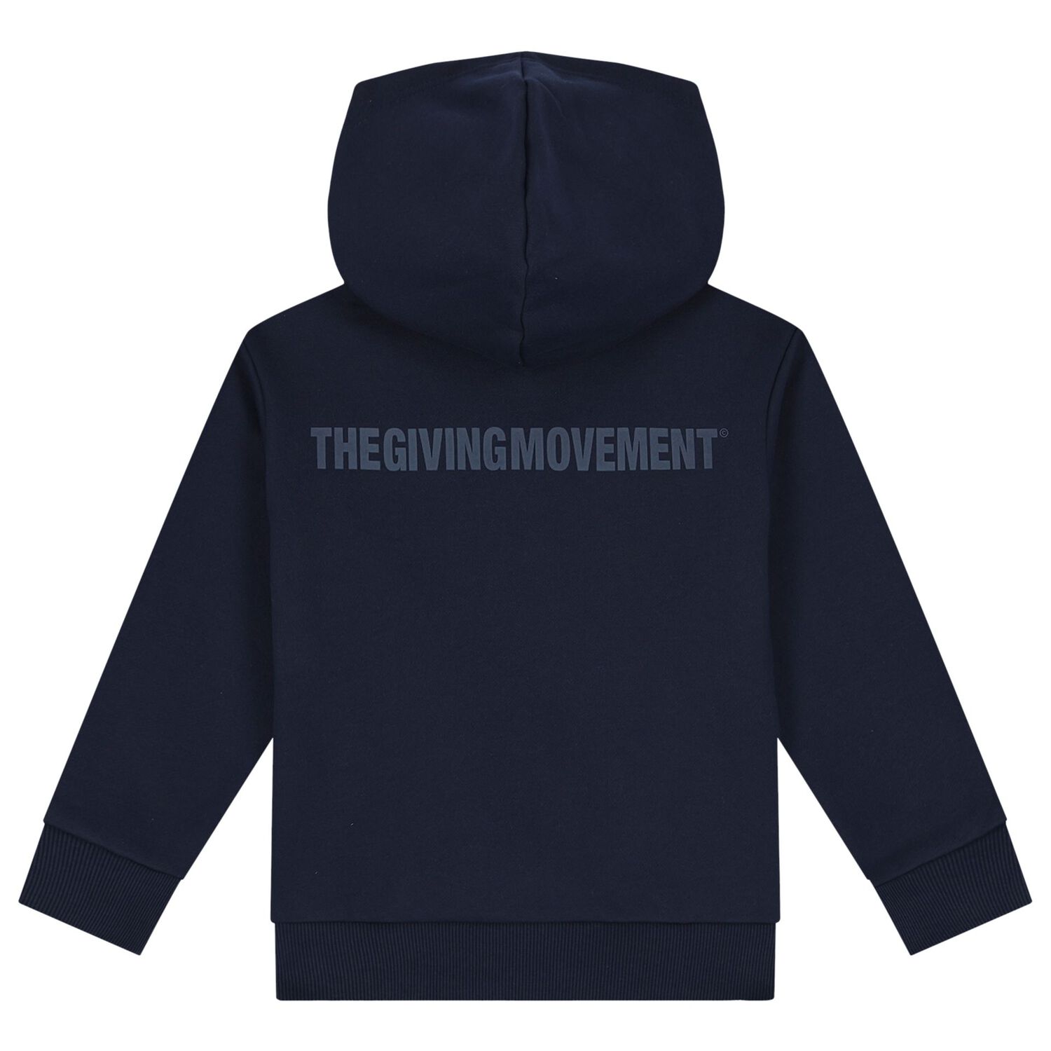 Navy Blue Logo Hooded Zip Up Top, 2, hi-res