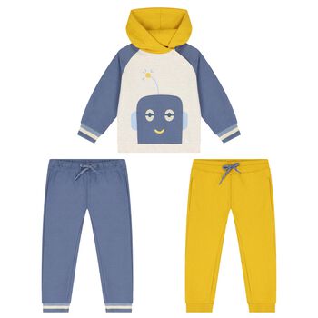 Younger Boys Ivory, Blue & Yellow 3-Piece Tracksuit