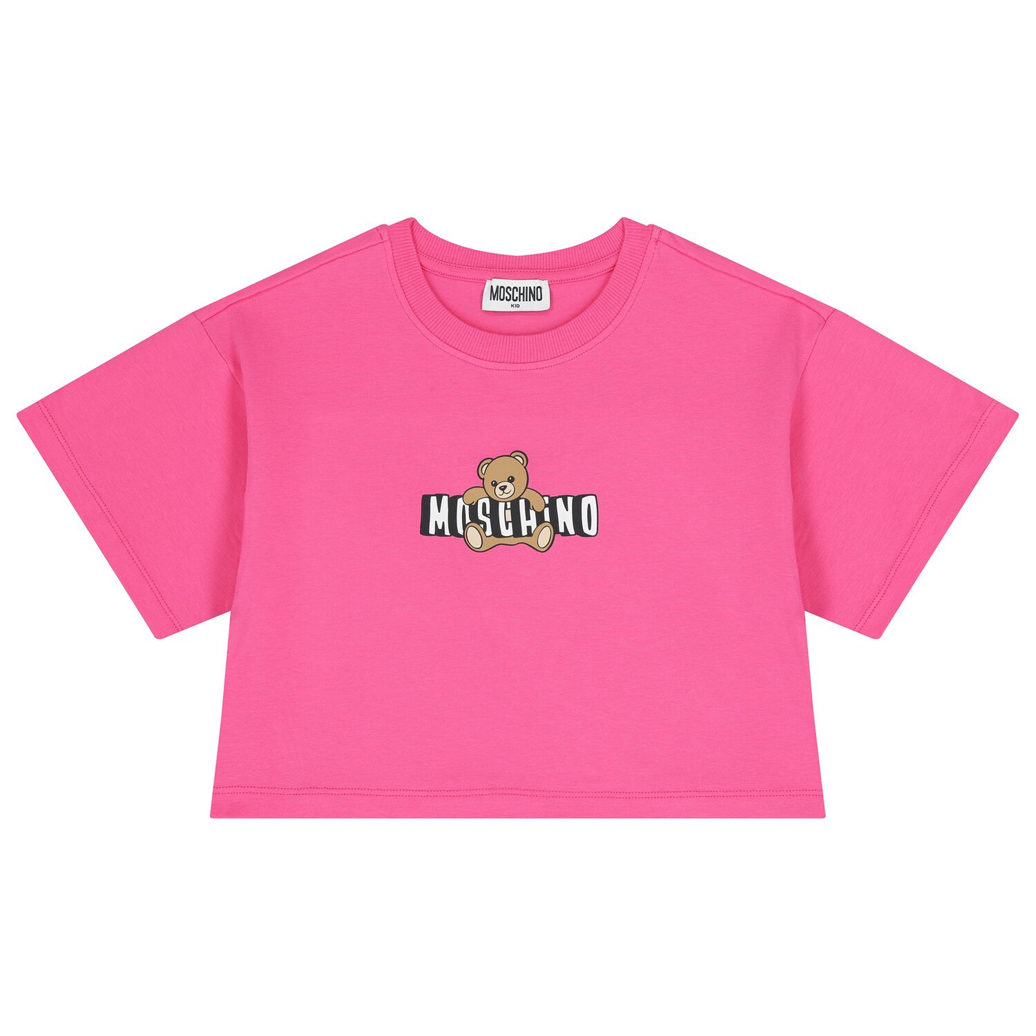 Girls Pink Teddy Bear Logo T-Shirt, 3, hi-res