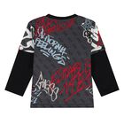 بدلة رياضية سوداء بشعار للأولاد الصغار, 1, hi-res