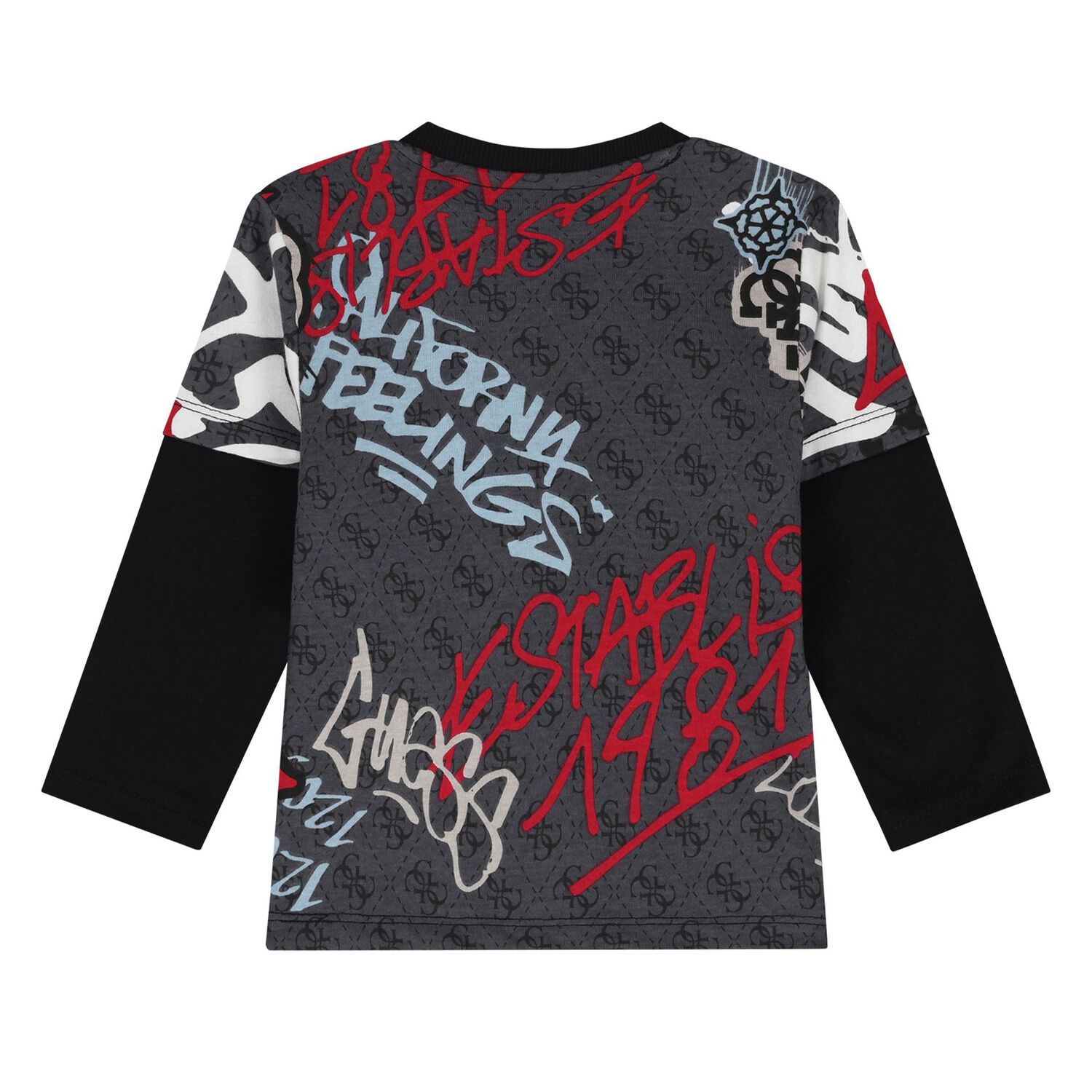 بدلة رياضية سوداء بشعار للأولاد الصغار, 1, hi-res