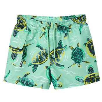 Boys Green Turtle Swim Shorts
