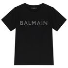Boys Black & Silver Logo T-Shirt, 1, hi-res