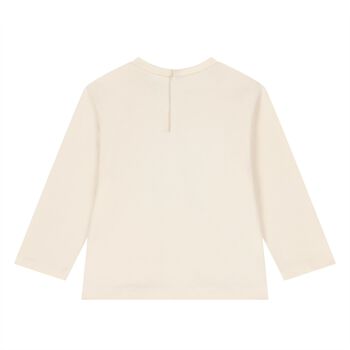 Younger Girls Beige Flower Long Sleeve Top