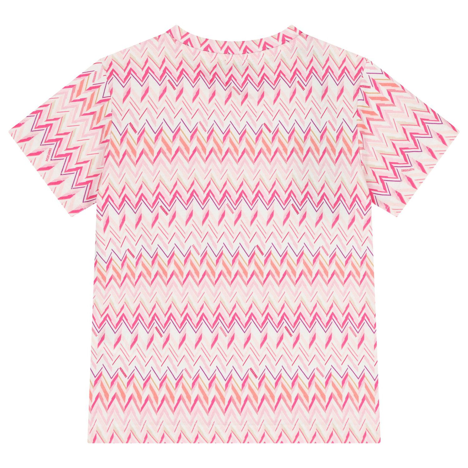 Girls Pink & White Logo Zig Zag T-Shirt, 1, hi-res