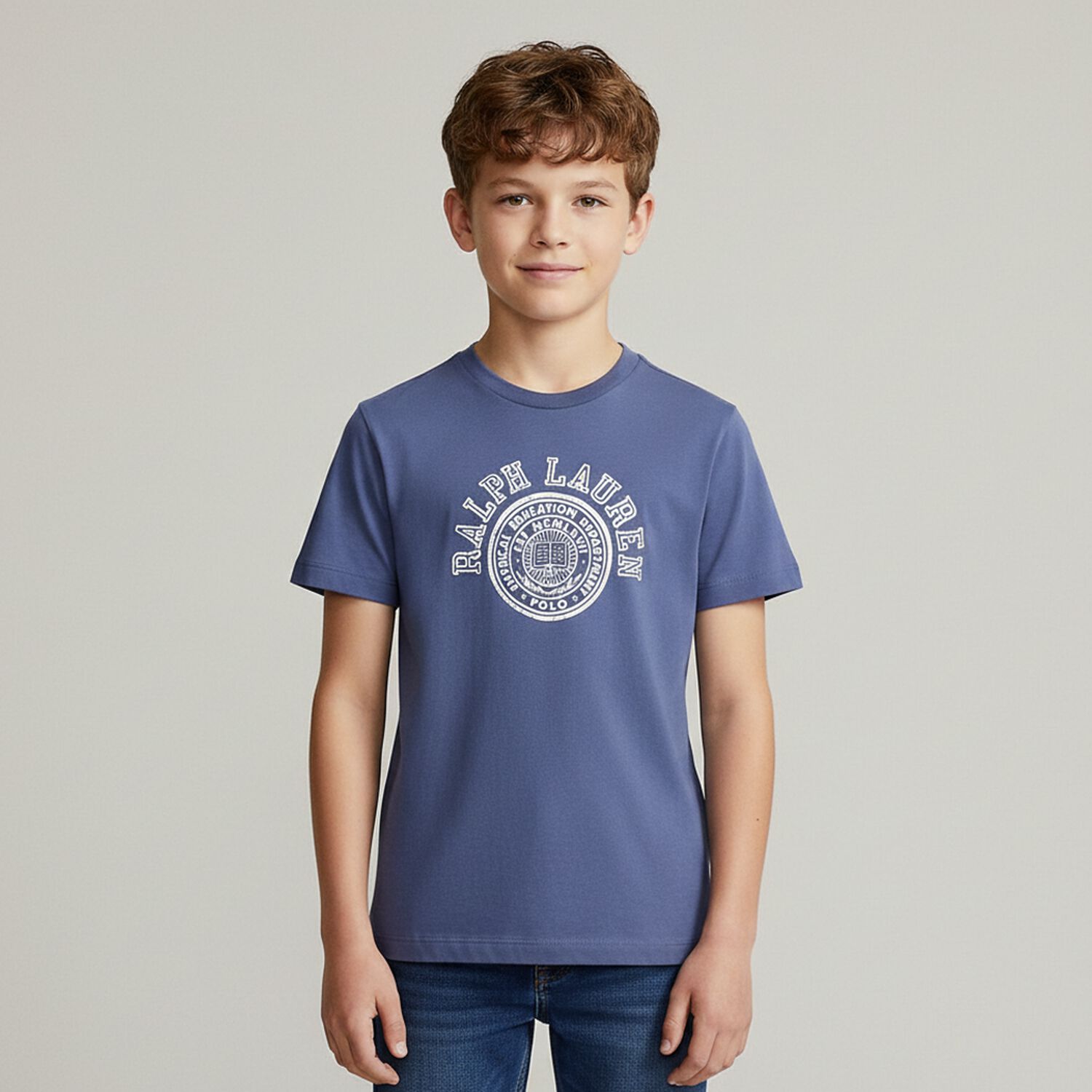 Boys Navy Blue Varsity Logo T-Shirt, 1, hi-res