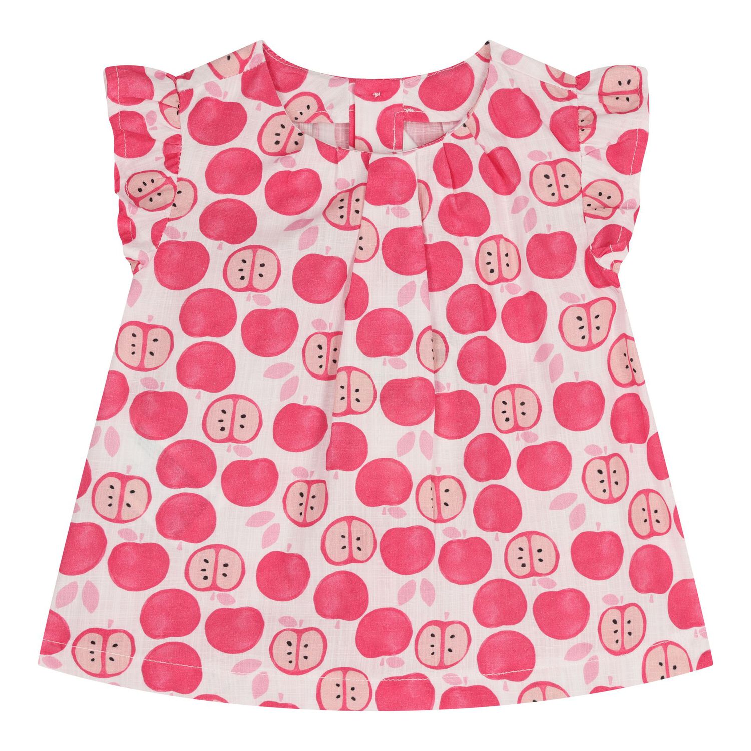 Baby Girls Pink Apple Dress, 1, hi-res
